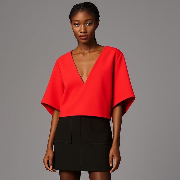 Antropologie MARE MARE Red V-Neck the Veronica Cape Blouse Women’s XL Top - Picture 1 of 9